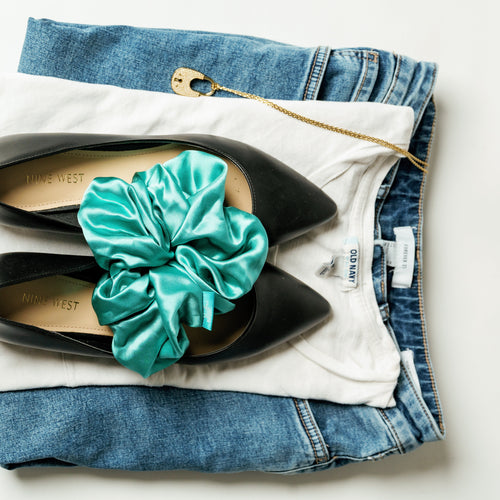 Organic Silk Oversized Scrunchie Jade Green